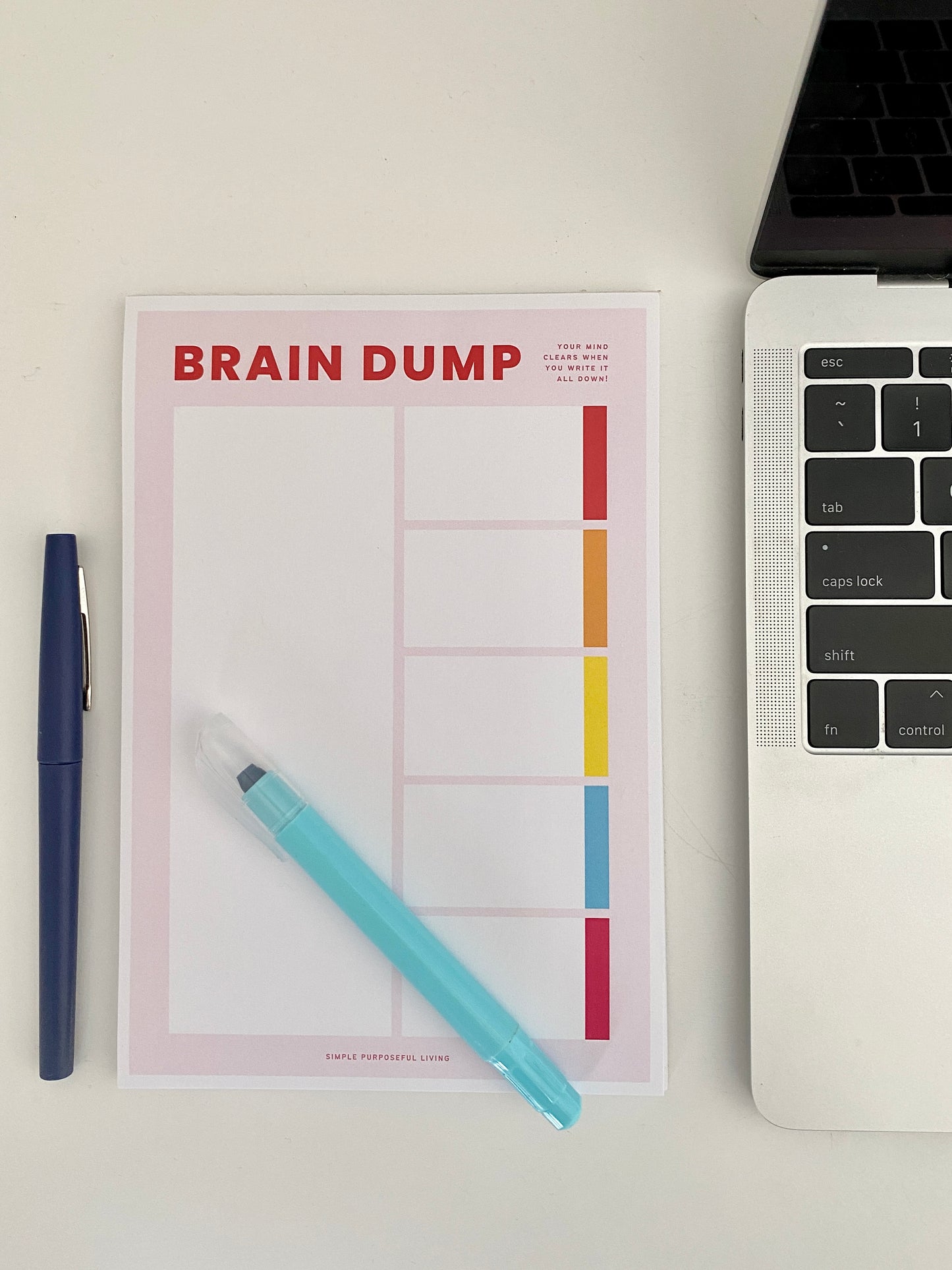 This unique notepad helps you clear your mind and brain clutter and make a decision.  Simple Purposeful Living's Brain dump notepad helps you with your brain dump exercise.