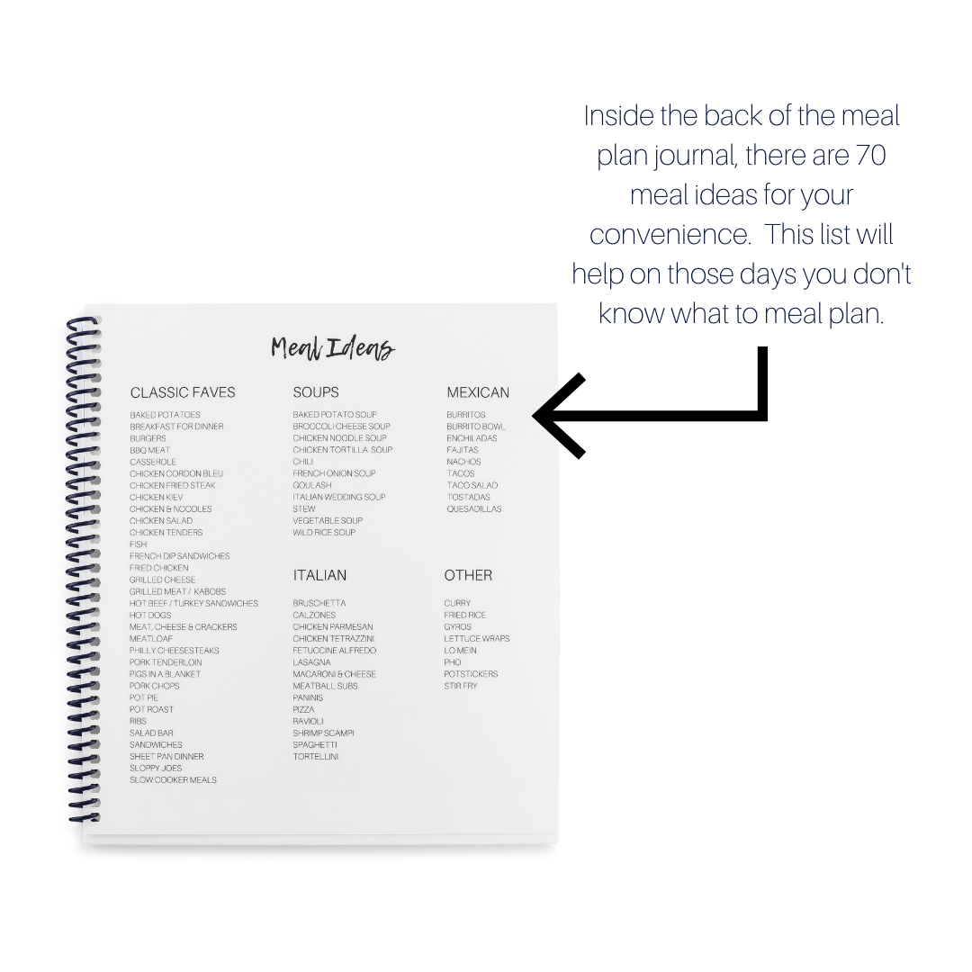 Best Selling Simple Purposeful Living 52 week meal planner meal planning spiral bound notebook with tear off grocery list includes 75 meal ideas for meal time inspiration in the back cover.